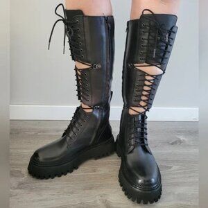 New Free People Leather Miller Knee High Boots Size 6.5